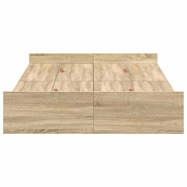 vidaXL Storage Bed Frame with Headboard Sonoma Oak 120 x 200 cm