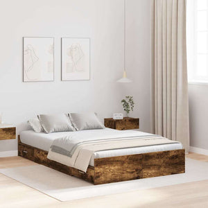 vidaXL Storage Bed Frame Smoked Oak 120 x 200 cm