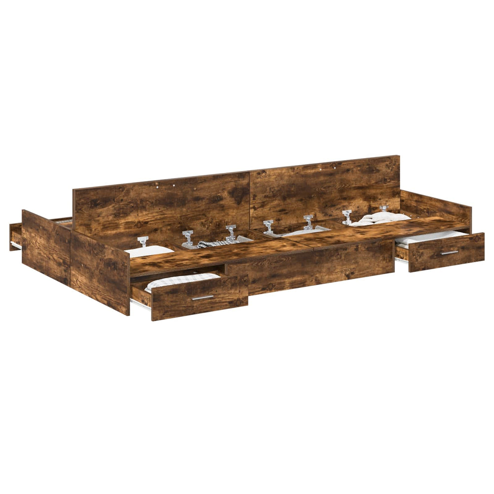 vidaXL Storage Bed Frame Smoked Oak 120 x 200 cm