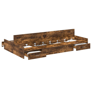 vidaXL Storage Bed Frame Smoked Oak 120 x 200 cm