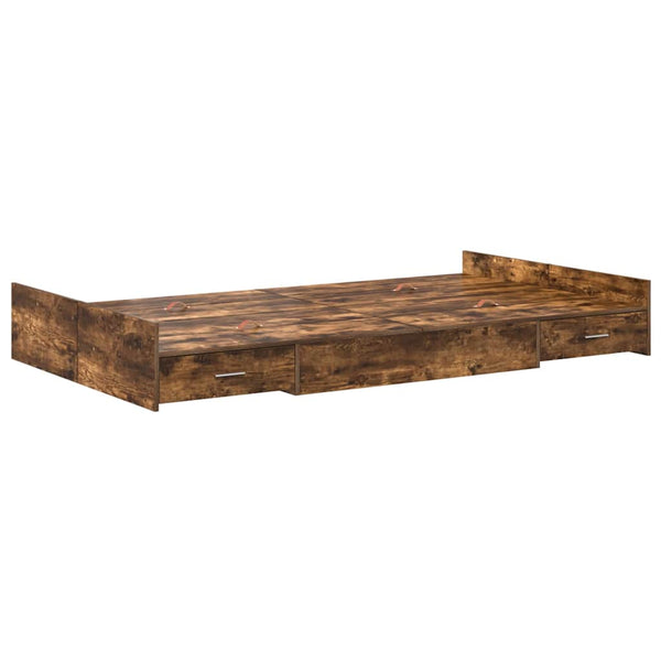 vidaXL Storage Bed Frame Smoked Oak 120 x 200 cm