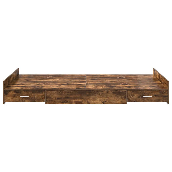 vidaXL Storage Bed Frame Smoked Oak 120 x 200 cm