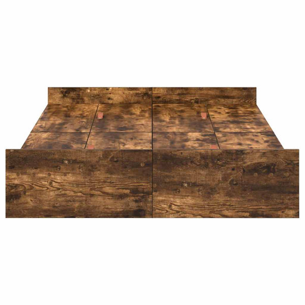 vidaXL Storage Bed Frame Smoked Oak 120 x 200 cm
