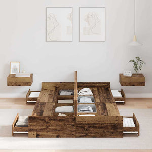 vidaXL Storage Bed Frame Reclaimed Wood 120 x 200 cm Engineered Wood