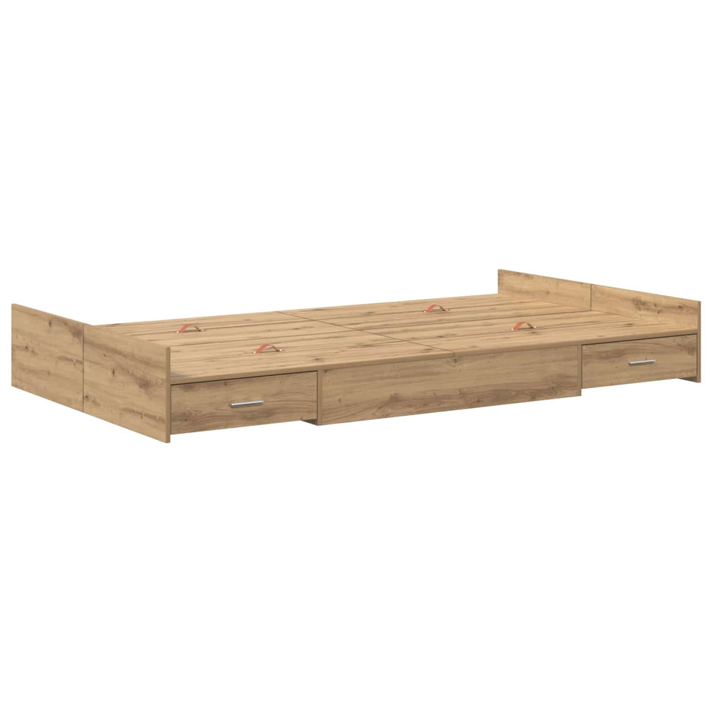 vidaXL Storage Bed Frame Artisan Oak 120 x 200 cm