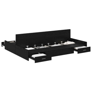 vidaXL Storage Bed Frame Black Oak-Effect 140 x 190 cm