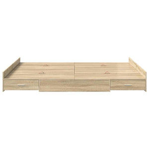 vidaXL Storage Bed Frame with Headboard Sonoma Oak 140 x 190 cm