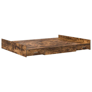 vidaXL Storage Bed Frame Smoked Oak 140 x 190 cm