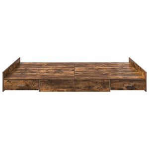 vidaXL Storage Bed Frame Smoked Oak 140 x 190 cm
