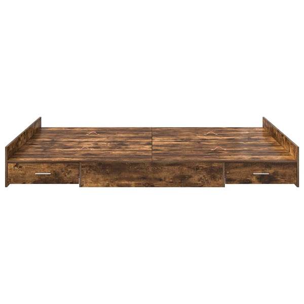 vidaXL Storage Bed Frame Smoked Oak 140 x 190 cm