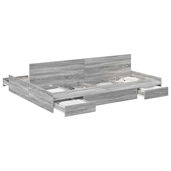 vidaXL Storage Bed Frame Sonoma Grey 140 x 190 cm