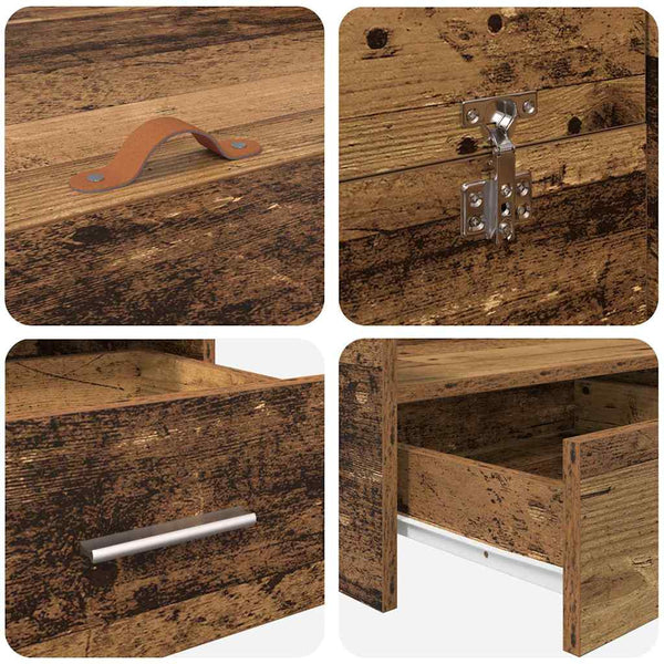 vidaXL Storage Bed Frame Reclaimed Wood 140 x 190 cm Engineered Wood
