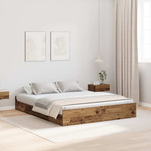 vidaXL Storage Bed Frame Reclaimed Wood 140 x 190 cm Engineered Wood