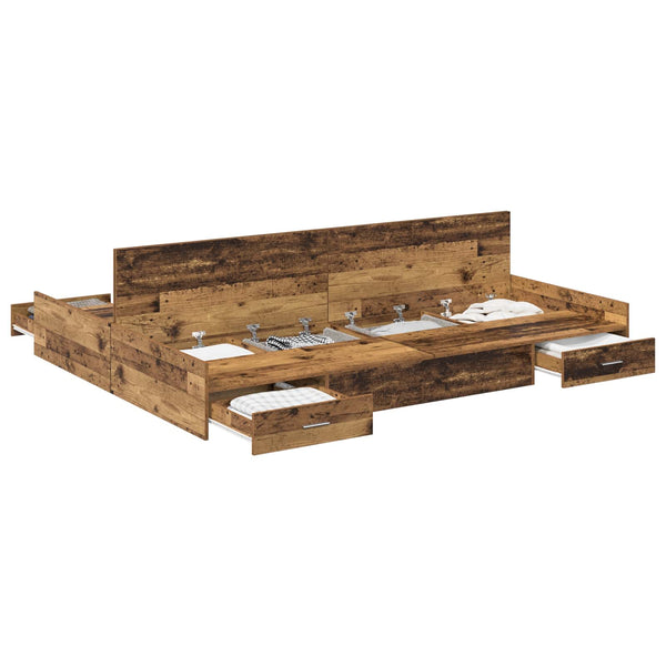 vidaXL Storage Bed Frame Reclaimed Wood 140 x 190 cm Engineered Wood