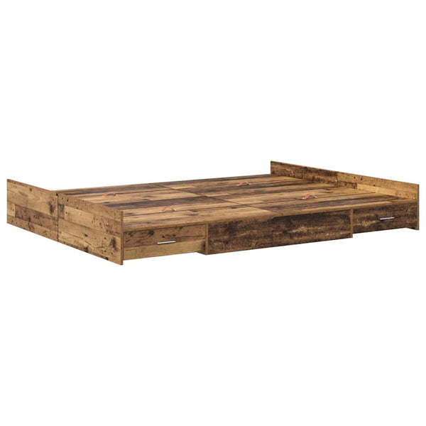 vidaXL Storage Bed Frame Reclaimed Wood 140 x 190 cm Engineered Wood