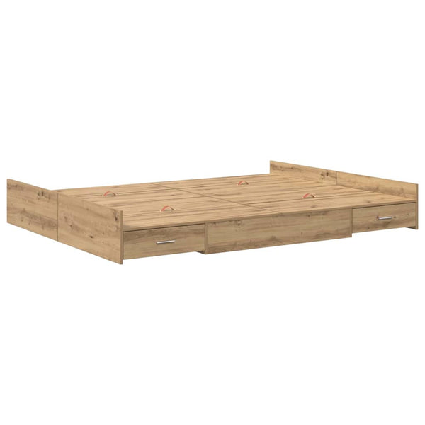 vidaXL Storage Bed Frame Artisan Oak 140 x 190 cm
