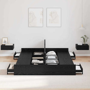 vidaXL Storage Bed Frame Black Oak-Look 135 x 190 cm