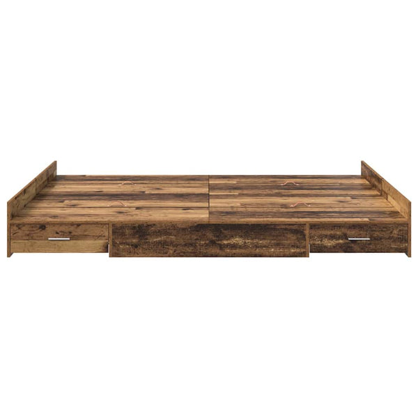 vidaXL Storage Bed Frame Reclaimed Wood 135 x 190 cm Engineered Wood