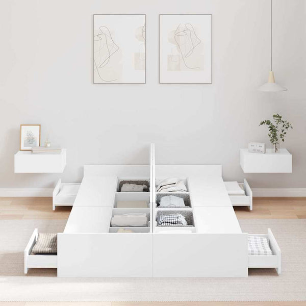 vidaXL Storage Bed Frame White 120 x 190 cm Engineered Wood