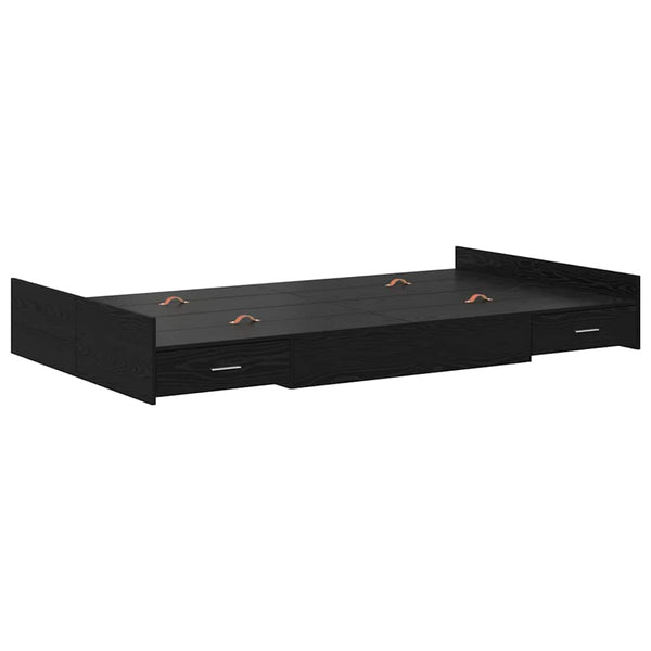 vidaXL Storage Bed Frame Black Oak-Look 120 x 190 cm