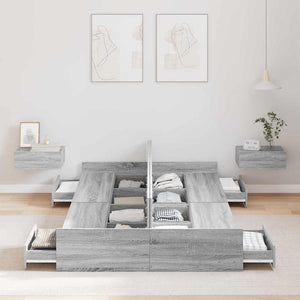 vidaXL Storage Bed Frame Sonoma Grey 120 x 190 cm