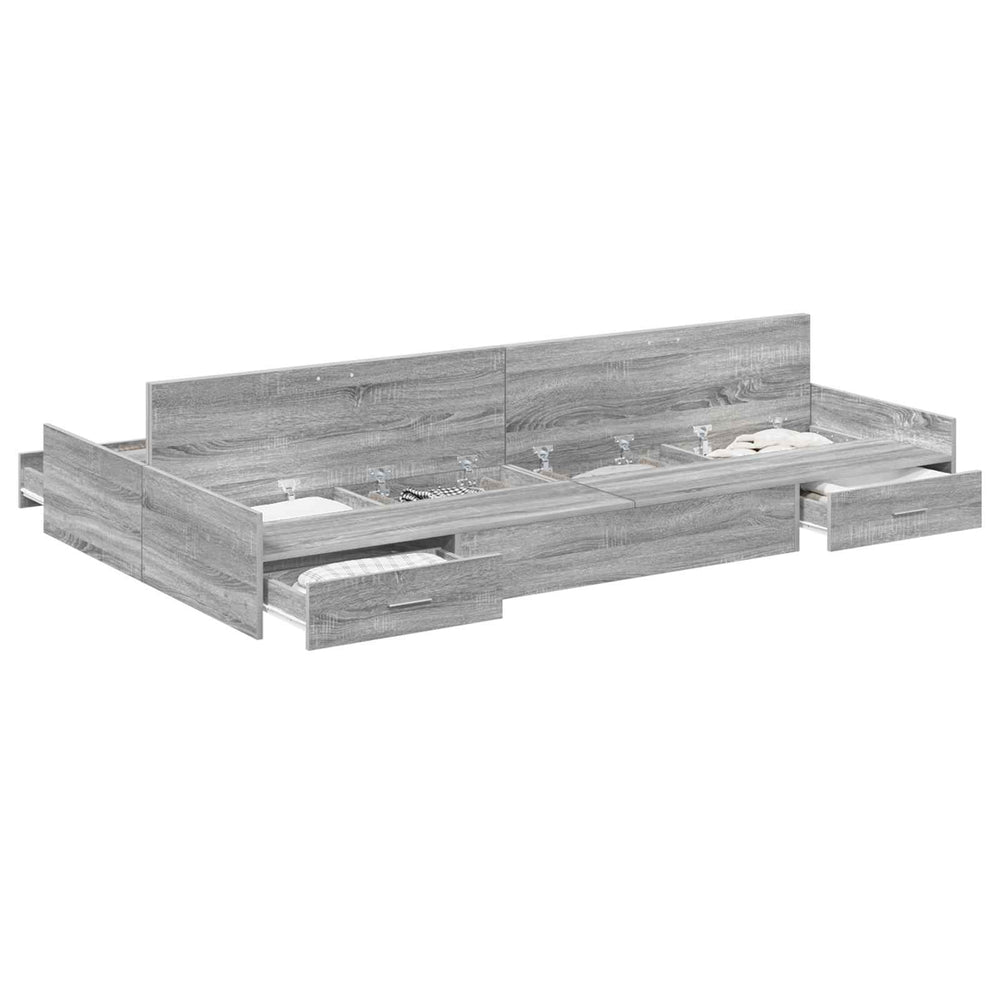 vidaXL Storage Bed Frame Sonoma Grey 120 x 190 cm