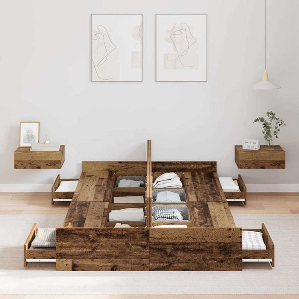 vidaXL Storage Bed Frame Reclaimed Wood 120 x 190 cm Engineered Wood