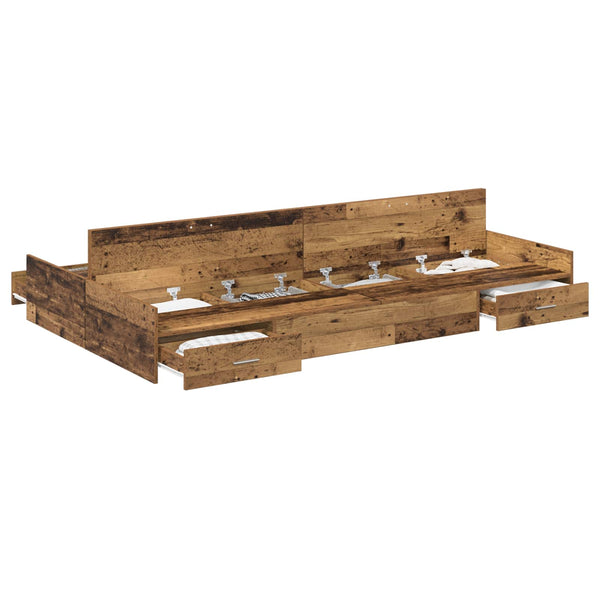 vidaXL Storage Bed Frame Reclaimed Wood 120 x 190 cm Engineered Wood