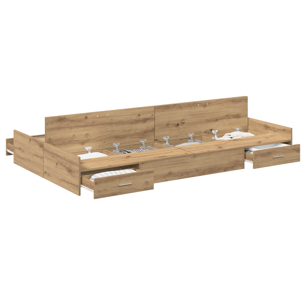vidaXL Storage Bed Frame Artisan Oak 120 x 190 cm