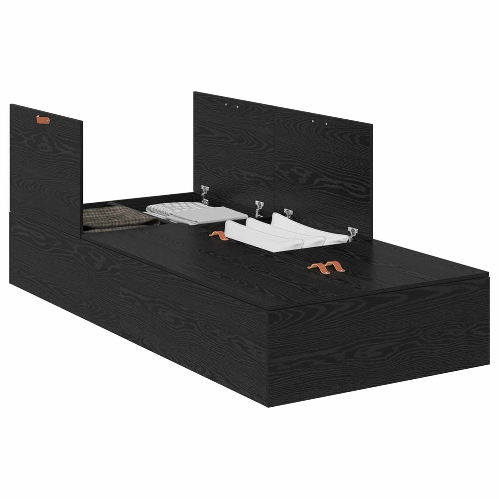 vidaXL Storage Bed Frame Black Oak-Look 80 x 200 cm