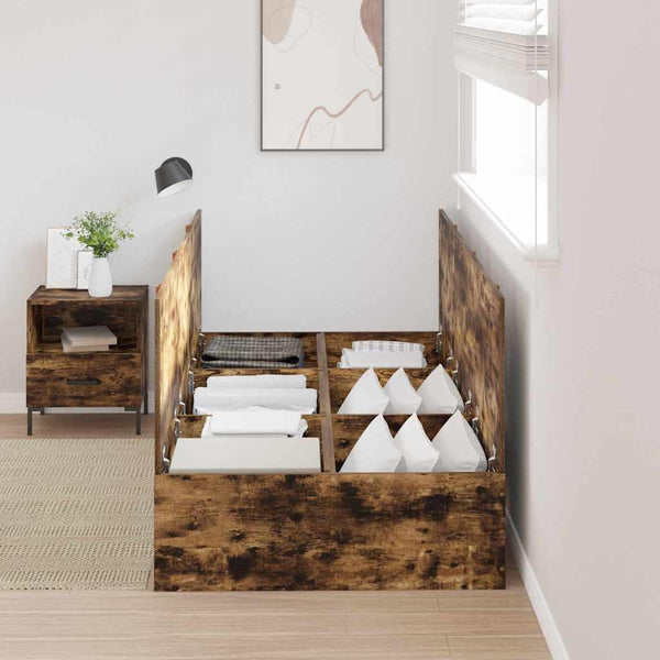 vidaXL Storage Bed Frame Smoked Oak 80 x 200 cm