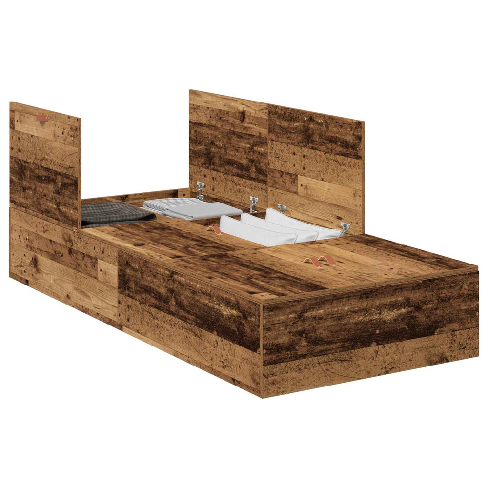 vidaXL Storage Bed Frame Reclaimed Wood 80 x 200 cm Engineered Wood