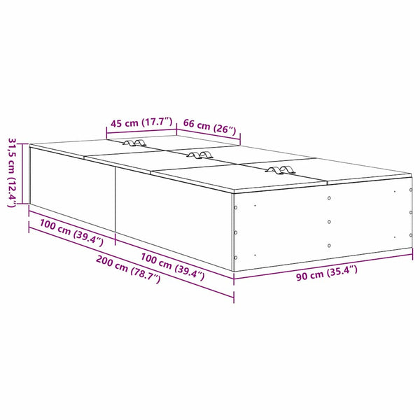 vidaXL Storage Bed Frame White 90 x 200 cm Engineered Wood