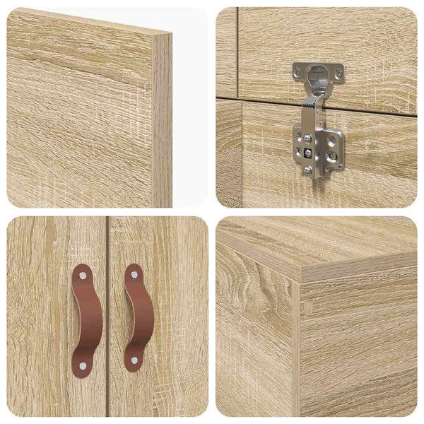 vidaXL Storage Bed Frame Sonoma Oak 90 x 200 cm Engineered Wood