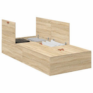 vidaXL Storage Bed Frame Sonoma Oak 90 x 200 cm Engineered Wood