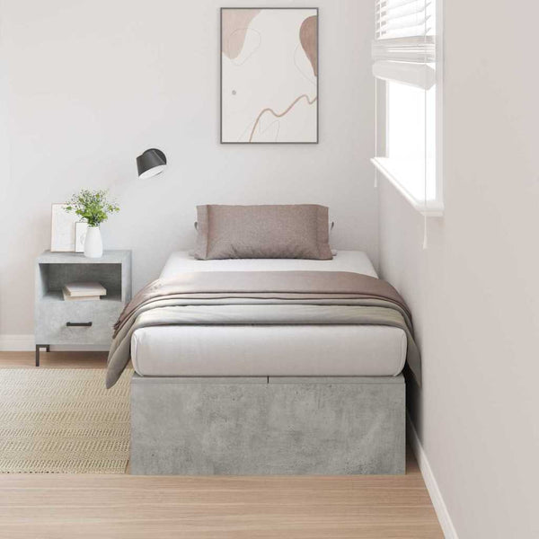 vidaXL Storage Bed Frame Concrete Grey 90 x 200 cm Engineered Wood