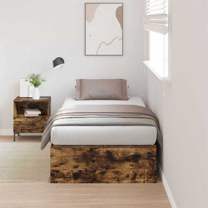 vidaXL Storage Bed Frame Smoked Oak 90 x 200 cm