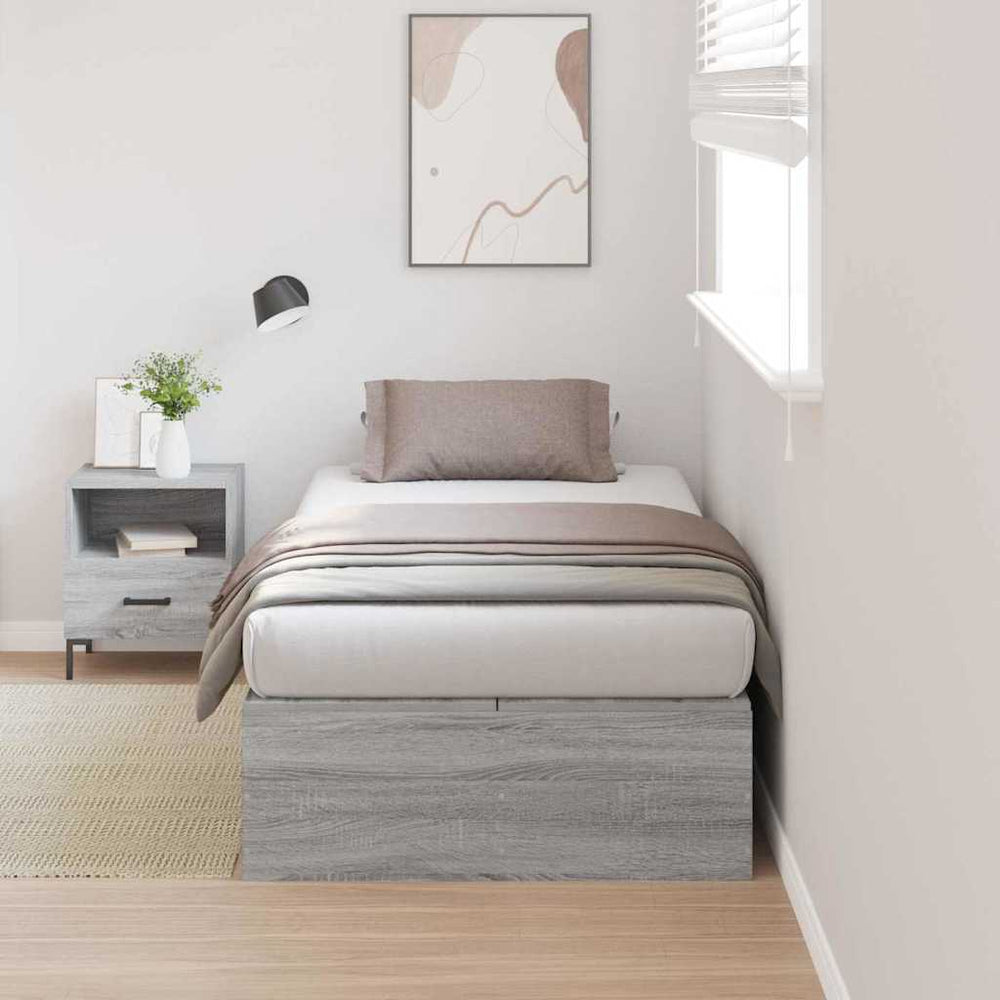 vidaXL Storage Bed Frame with Storage Sonoma Grey 90 x 200 cm