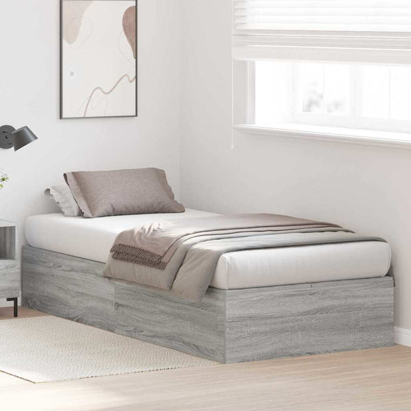 vidaXL Storage Bed Frame with Storage Sonoma Grey 90 x 200 cm