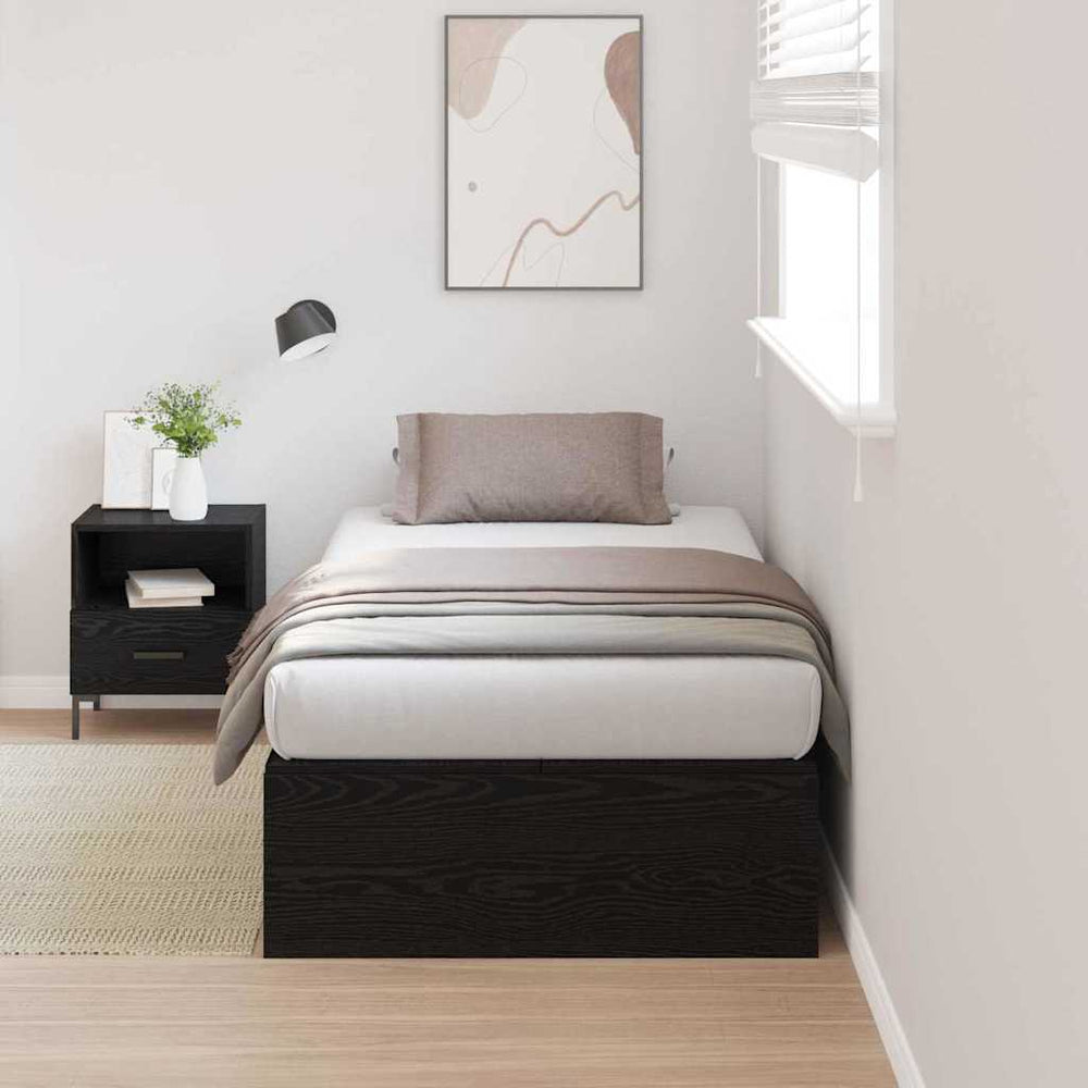 vidaXL Storage Bed Frame Black Oak-Look 100 x 200 cm