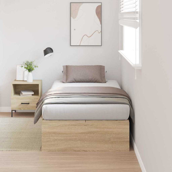 vidaXL Storage Bed Frame with Storage Sonoma Oak 100 x 200 cm