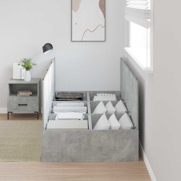 vidaXL Storage Bed Frame Concrete Grey 100 x 200 cm Engineered Wood