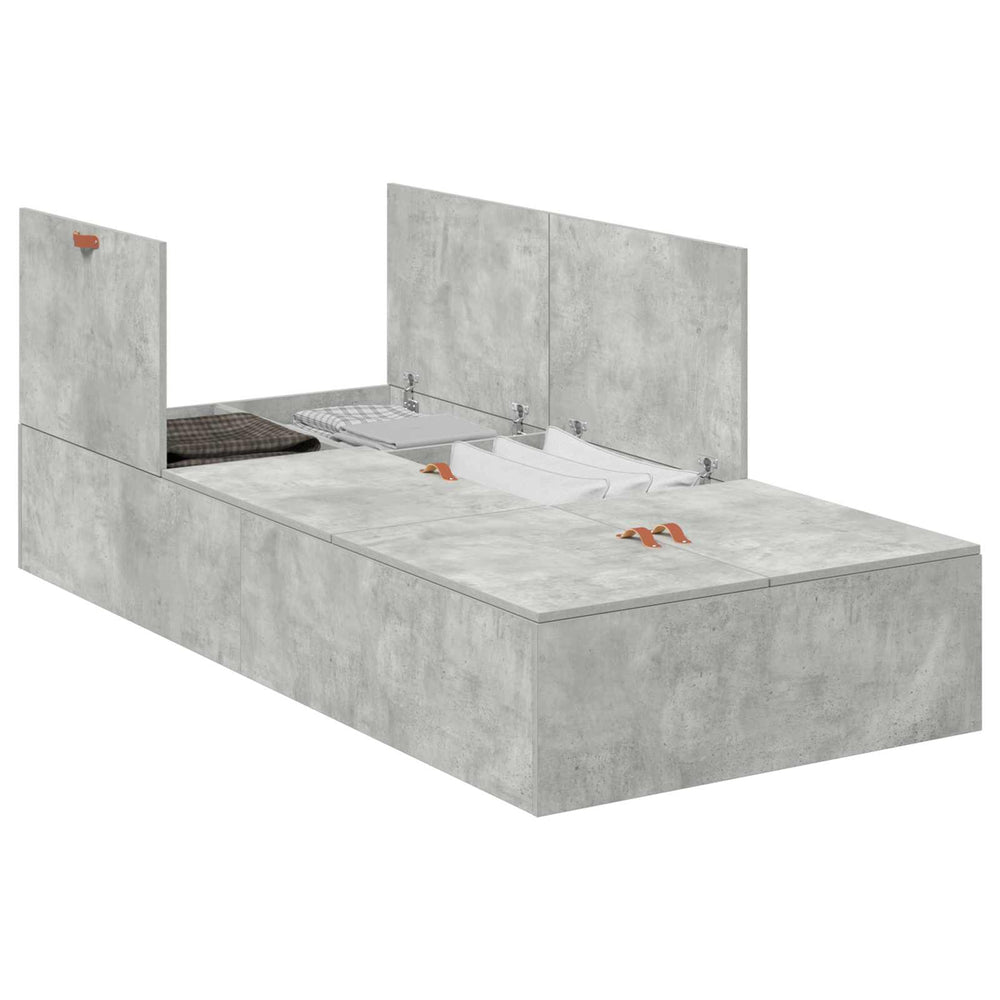 vidaXL Storage Bed Frame Concrete Grey 100 x 200 cm Engineered Wood