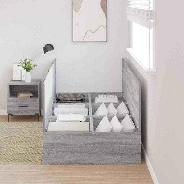 vidaXL Storage Bed Frame Sonoma Grey 100 x 200 cm