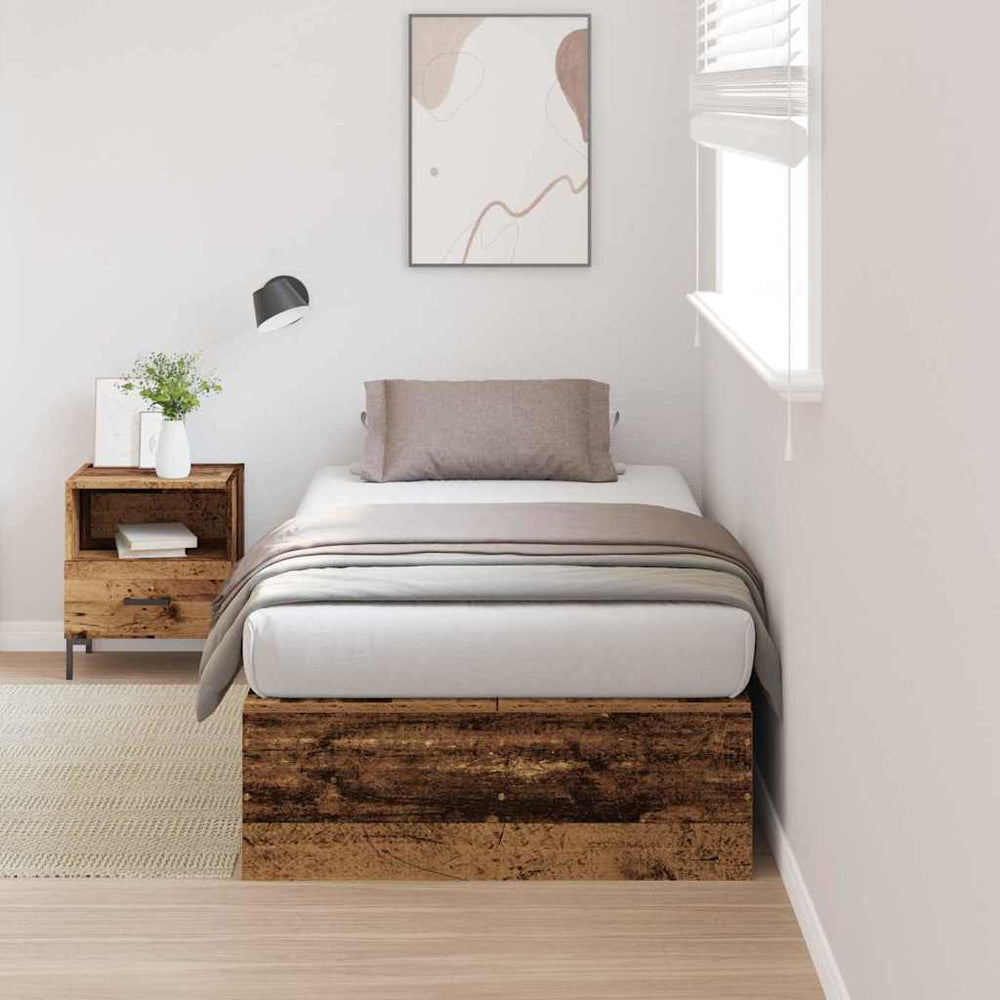 vidaXL Storage Bed Frame Reclaimed Wood 100 x 200 cm Engineered Wood