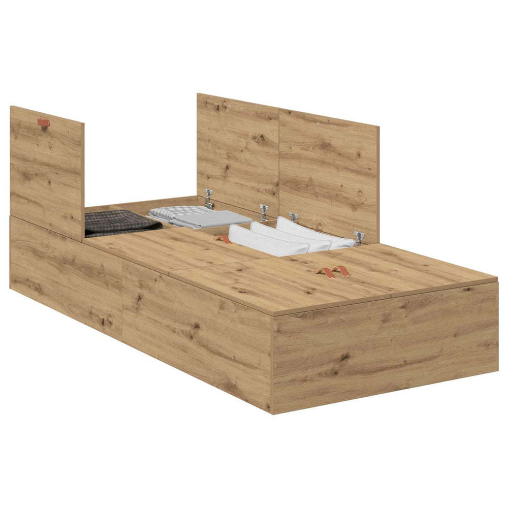 vidaXL Storage Bed Frame Artisan Oak 100 x 200 cm