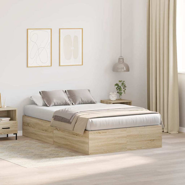vidaXL Storage Bed Frame with Storage Sonoma Oak 120 x 200 cm