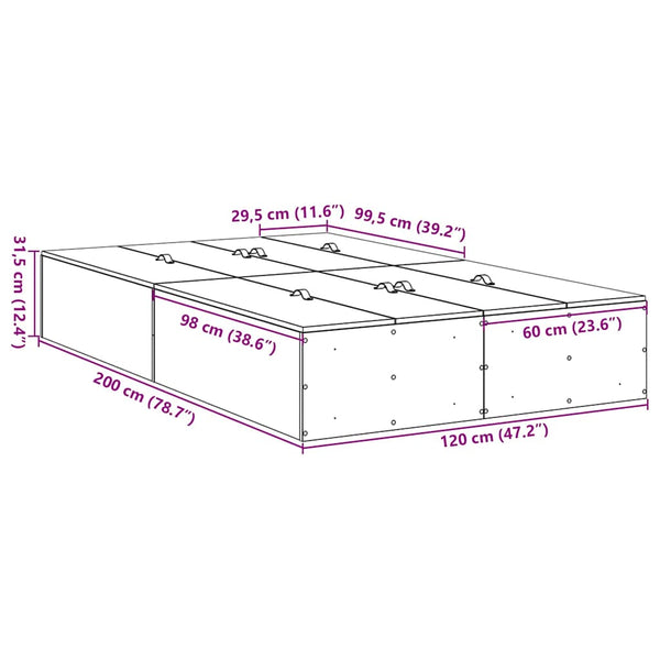 vidaXL Storage Bed Frame with Storage Sonoma Oak 120 x 200 cm