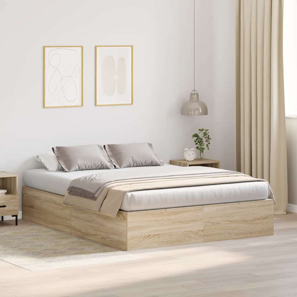 vidaXL Storage Bed Frame with Storage Sonoma Oak 140 x 200 cm