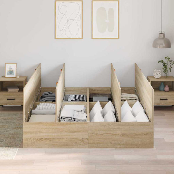 vidaXL Storage Bed Frame with Storage Sonoma Oak 150 x 200 cm